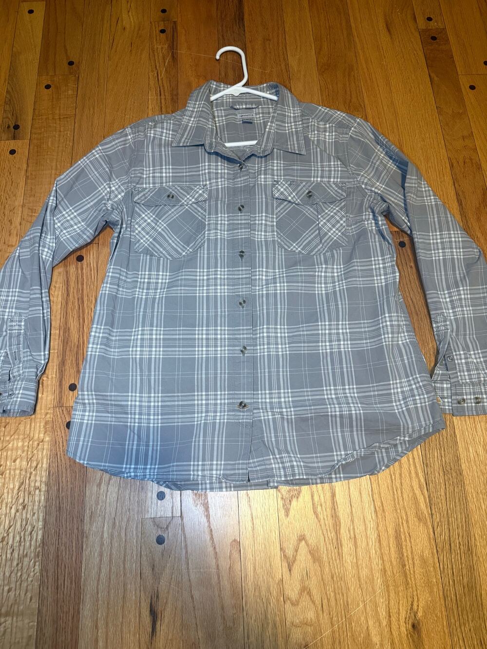 Carhartt Women's XL Gray Plaid Button Up Shirt Long Sleeve Workwear Flannel